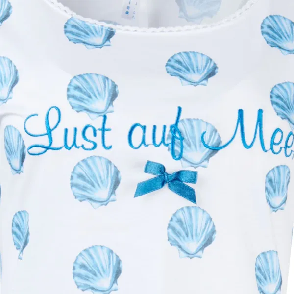 Louis&Louisa, Nachthemd, Lust auf Meer Druck Muscheln blau allover, detail